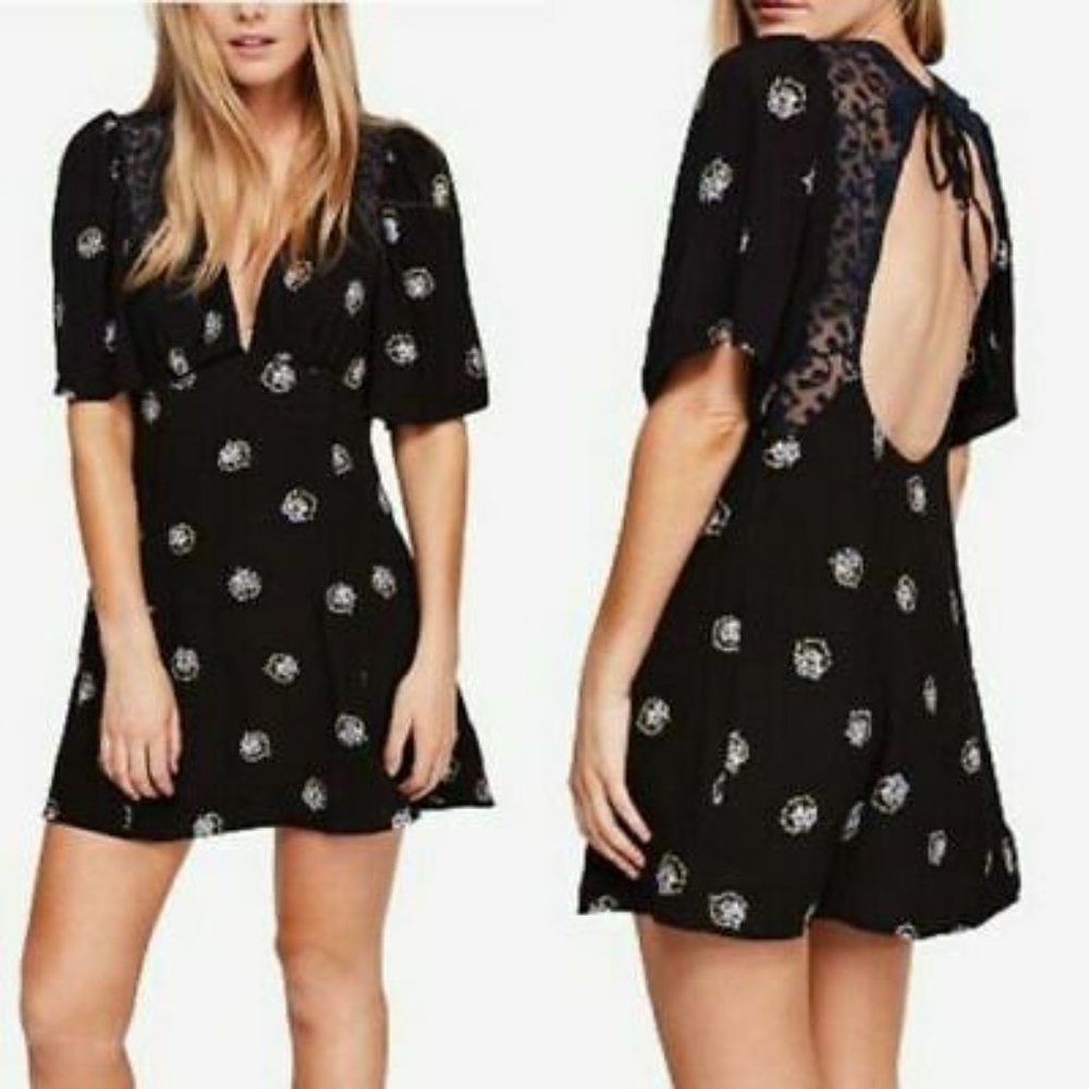 Free People mockingbird floral dress v neck mini